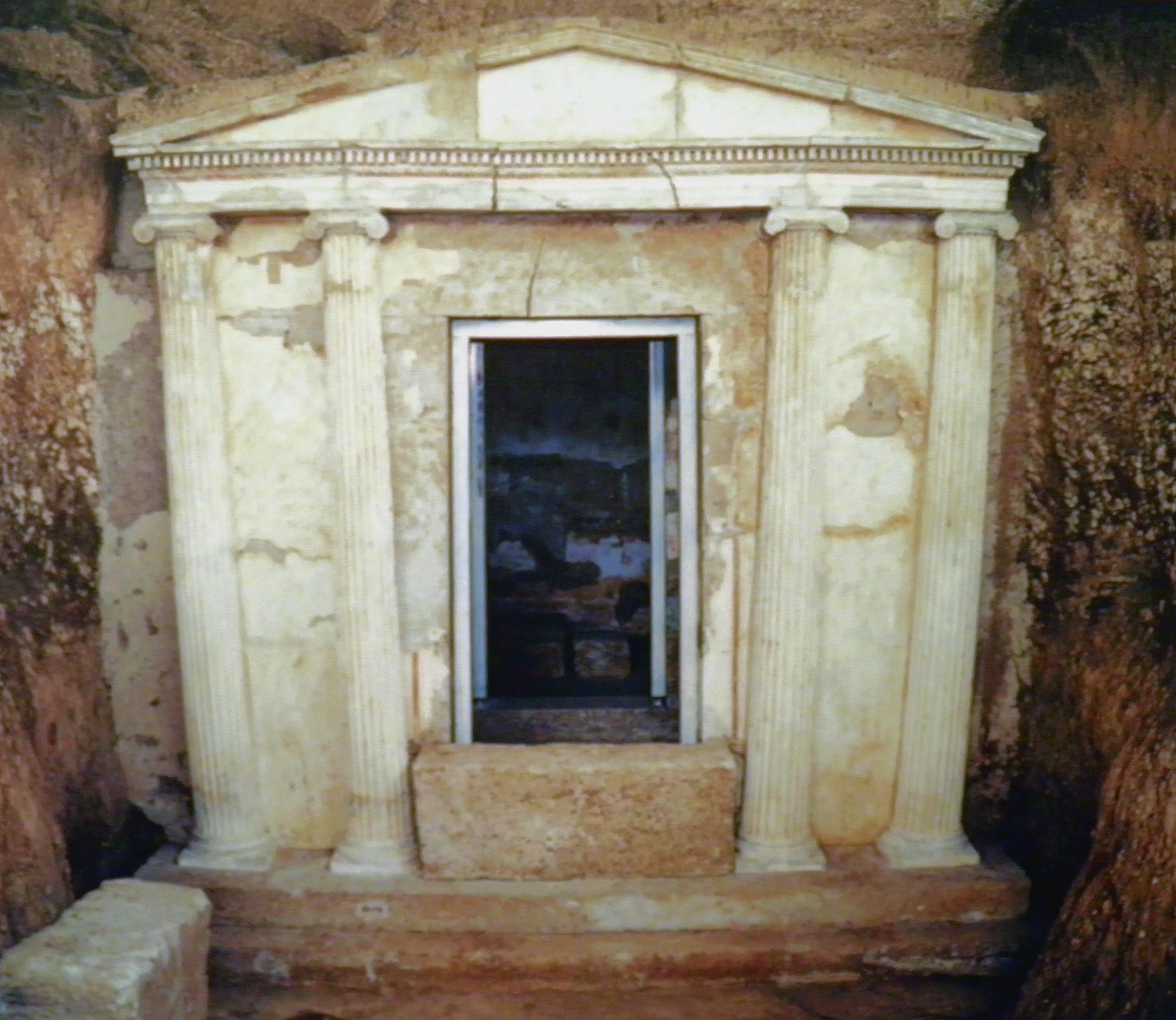 04 photography of a macedonian tomb with ionic facade archaeological museum pella 7076037145