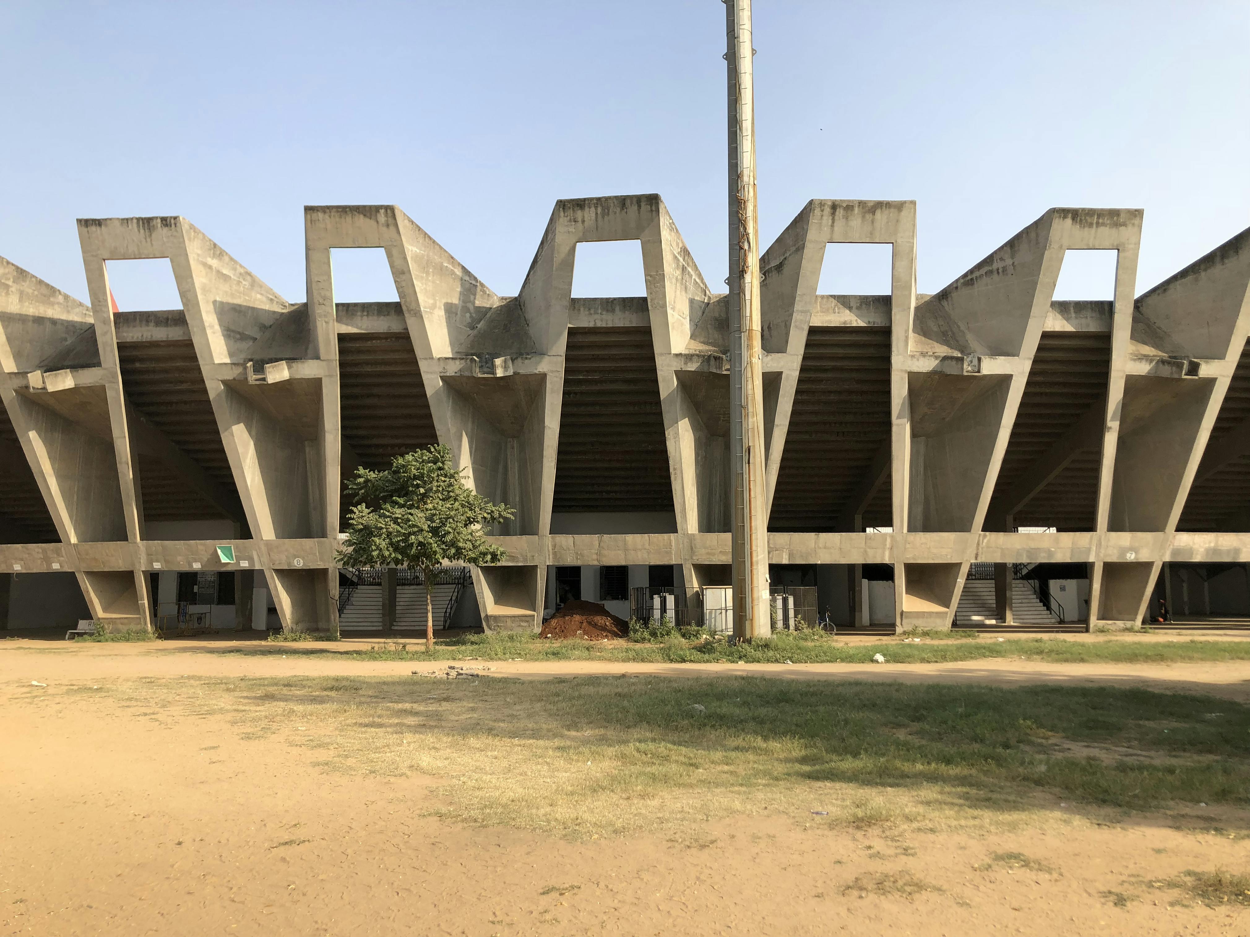 The Sardar Vallabhbhai Patel Stadium was one of the first folded-plate structures in India, 2018.