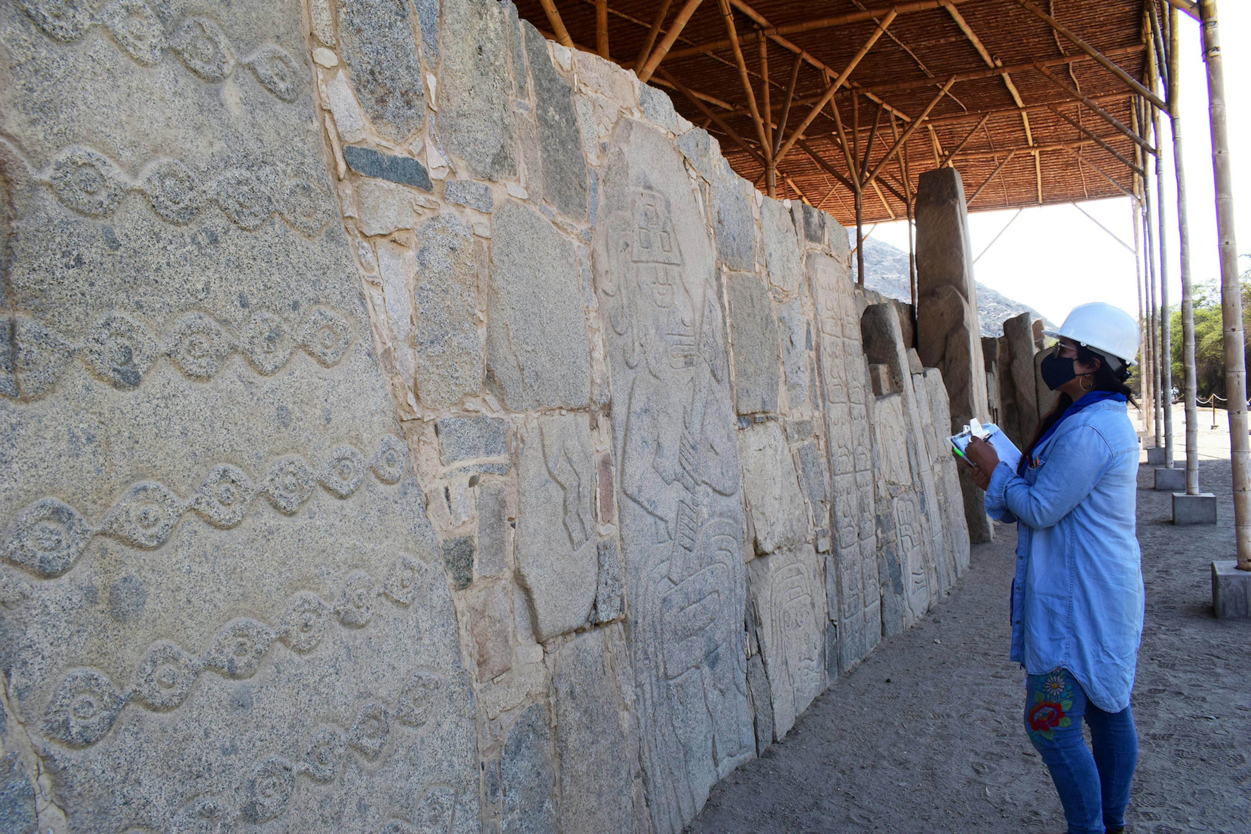 Documentation of stone slabs at Cerro Sechín (north flank).
