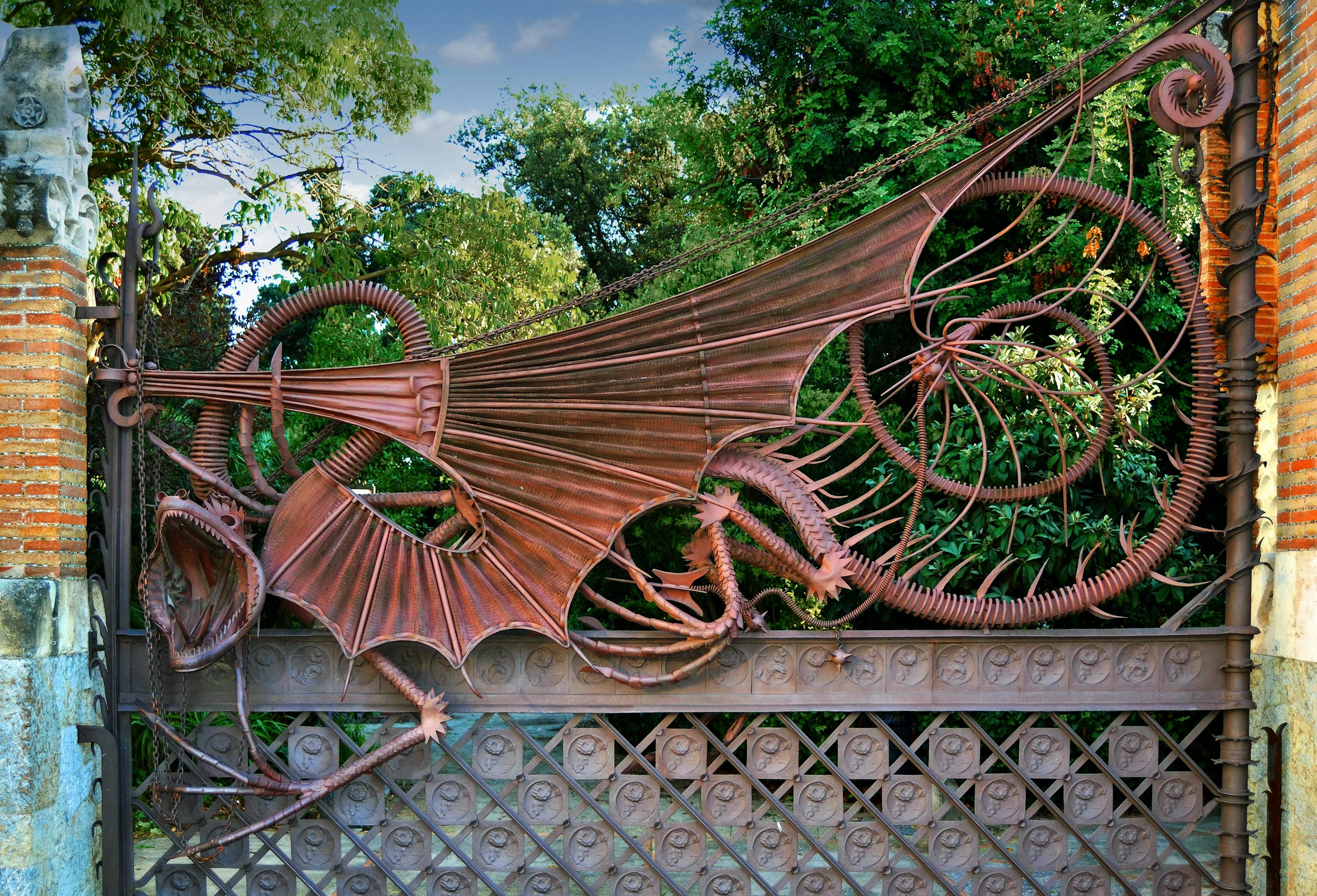 Dragon gate at the Güell Pavilions and Gardens, Spain.