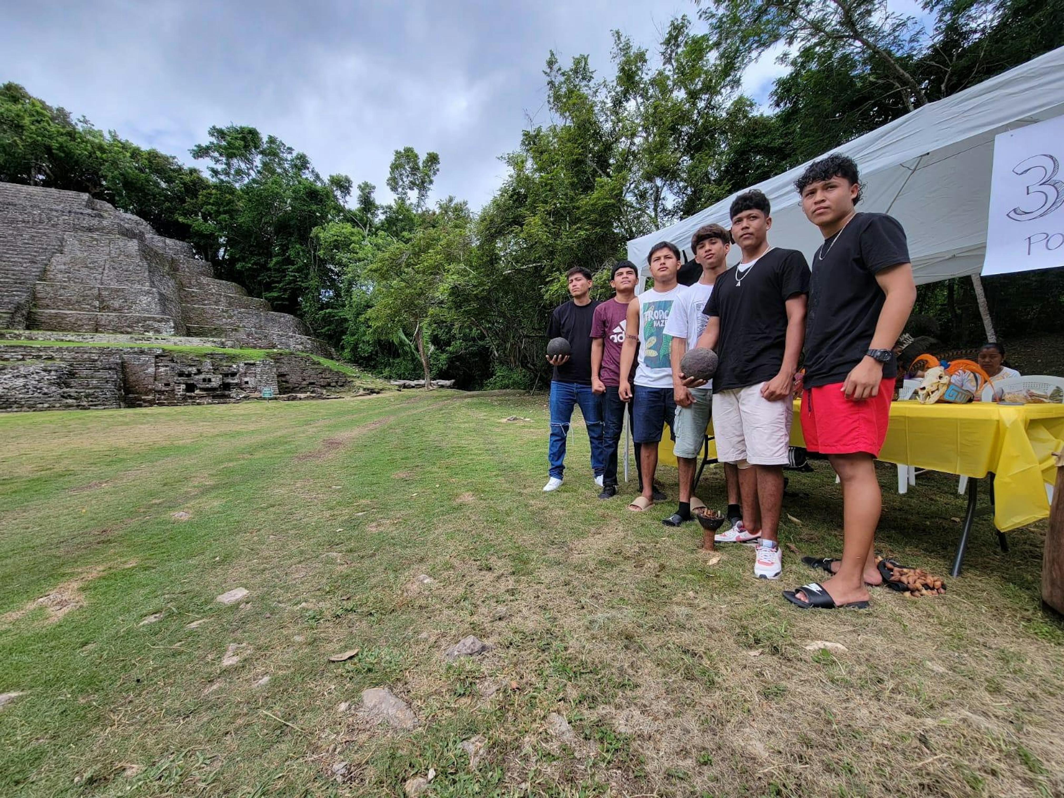 Young people participate in Watch Day festivities at Lamanai, Belize. Photo credit: Heritage Education Network Belize. 