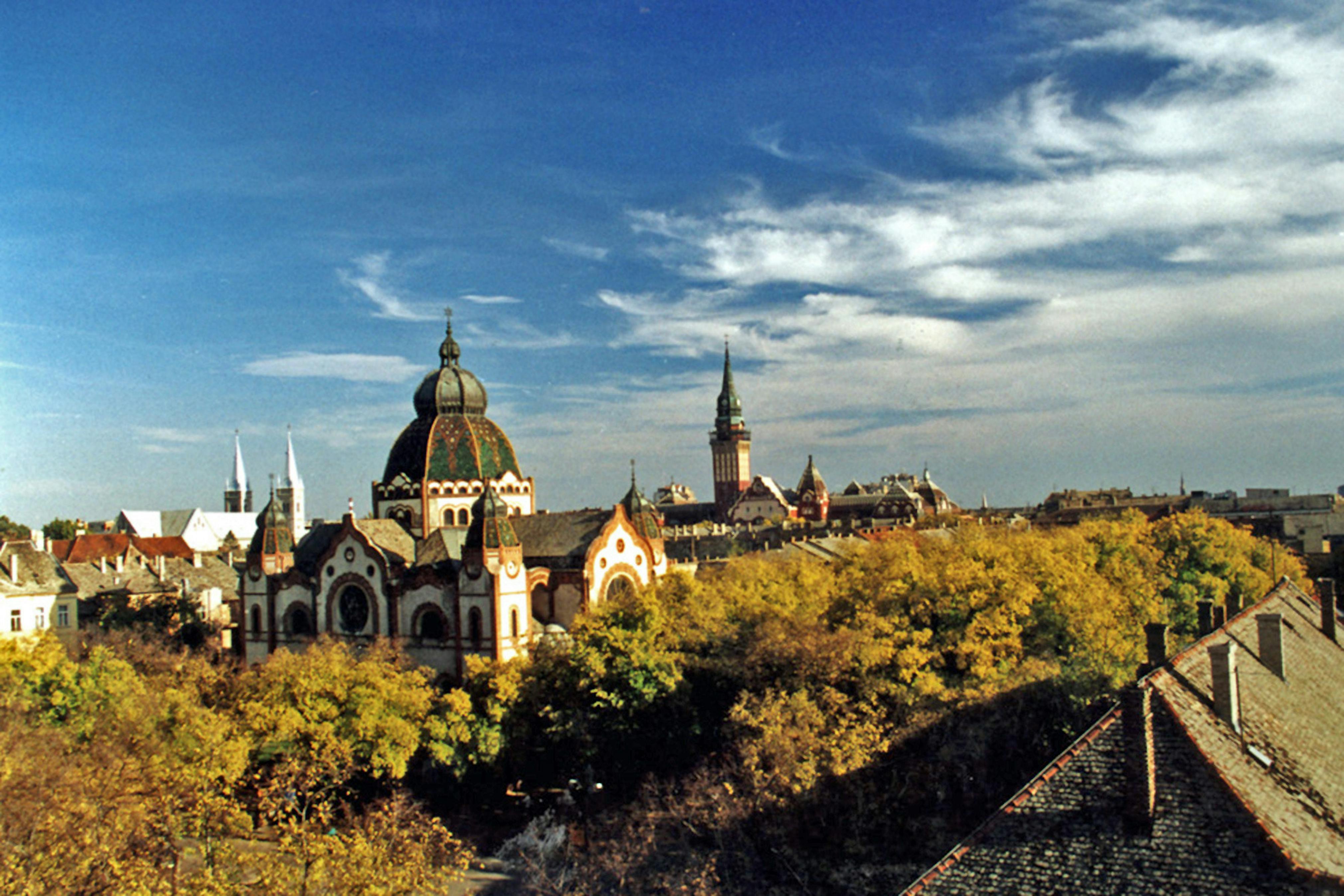 View of Subotica Synagogue and City Hall tower, 2004