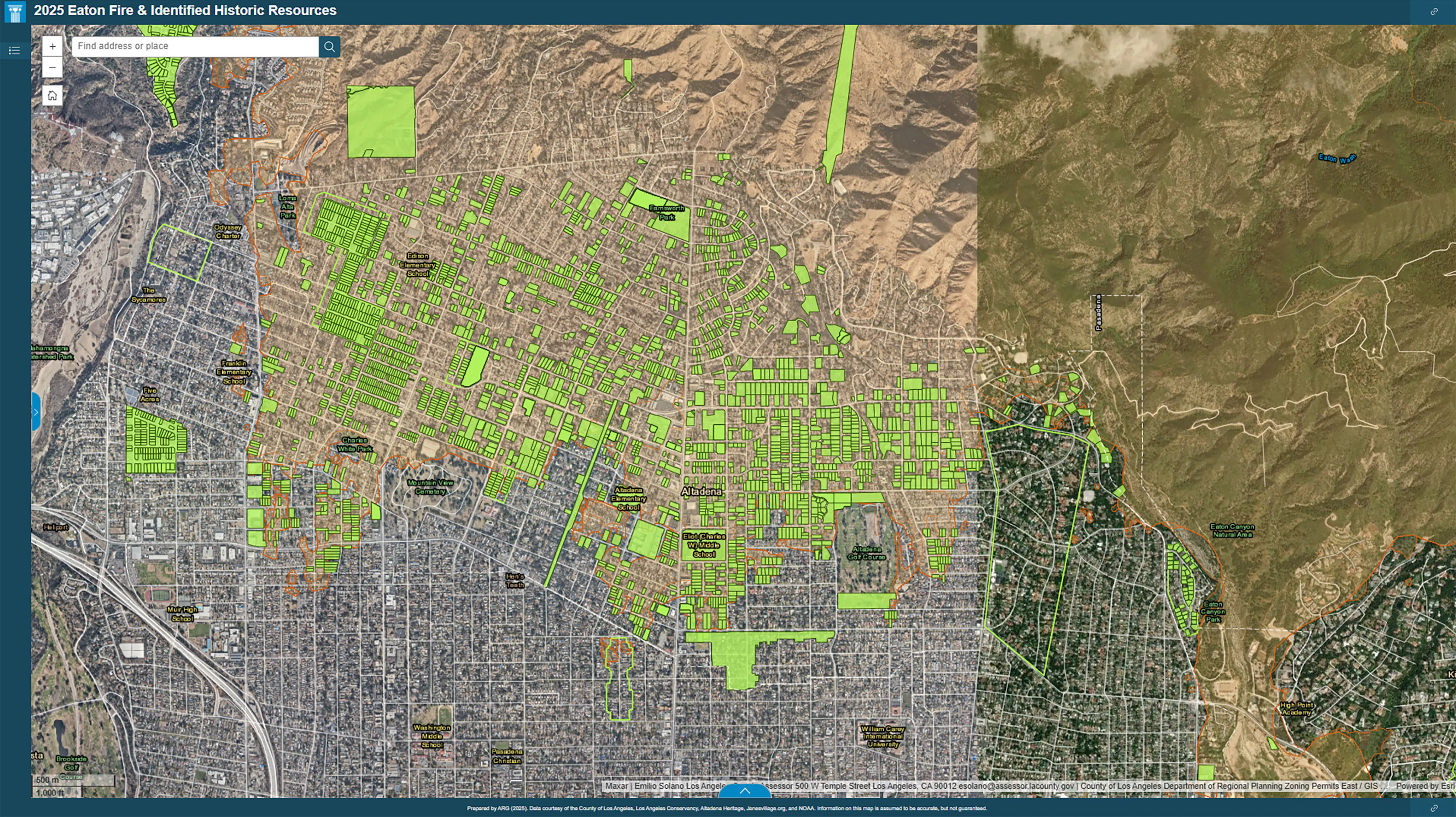 9 LA Conservancy website Altadena CA Fire Impact Area Mapping March 202565