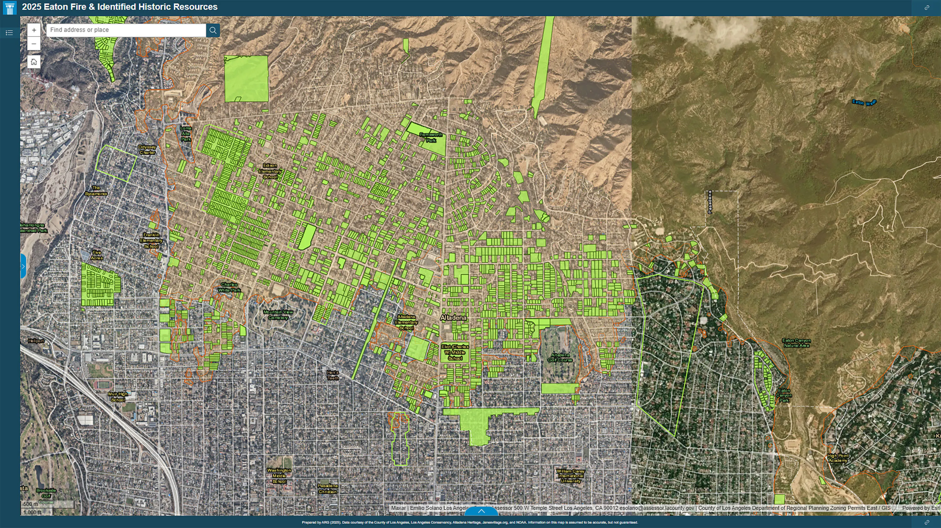9 LA Conservancy website Altadena CA Fire Impact Area Mapping March 202565