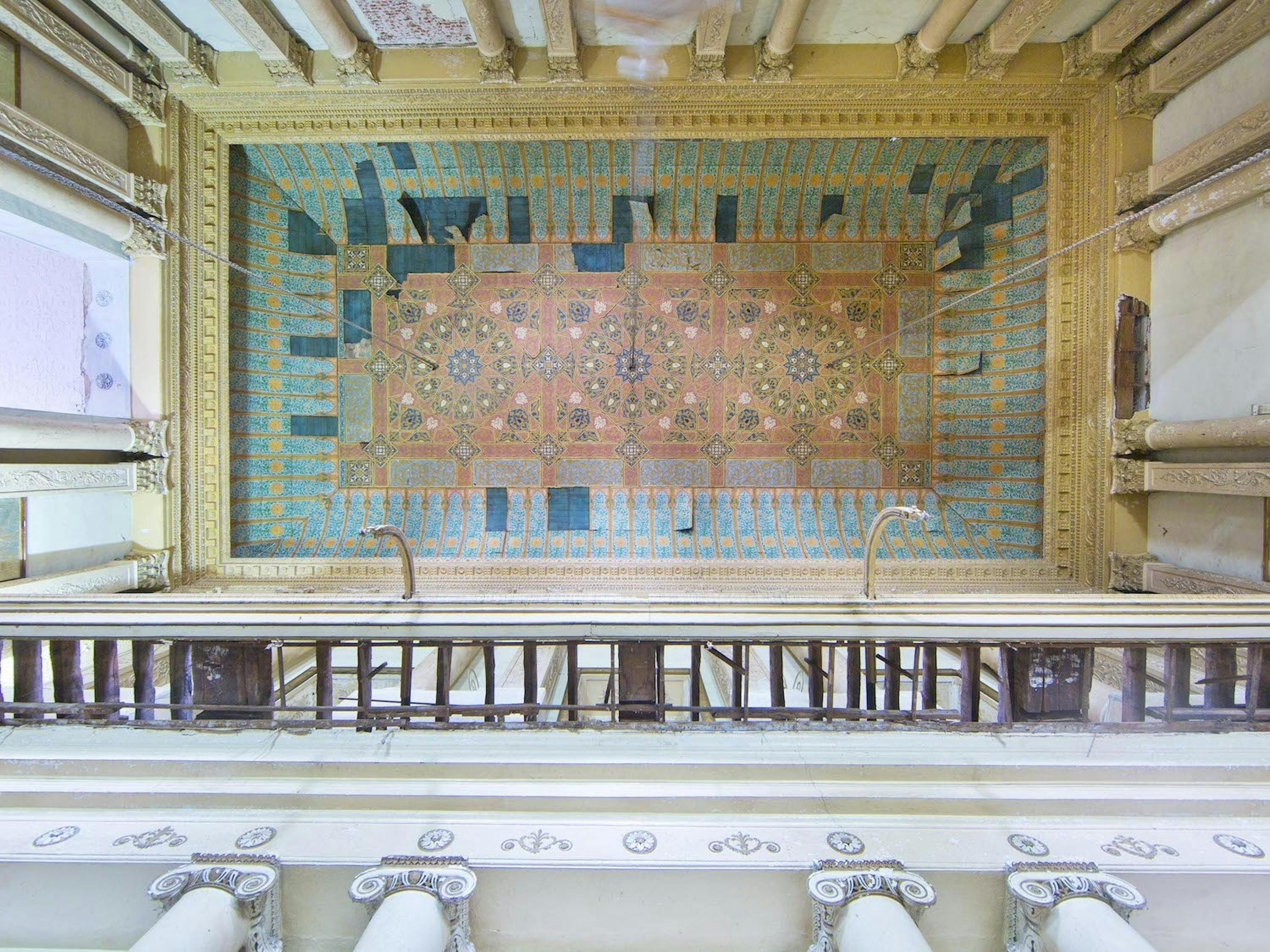 Durbar Hall ceiling before conservation. Photo by Maniyarasan R.