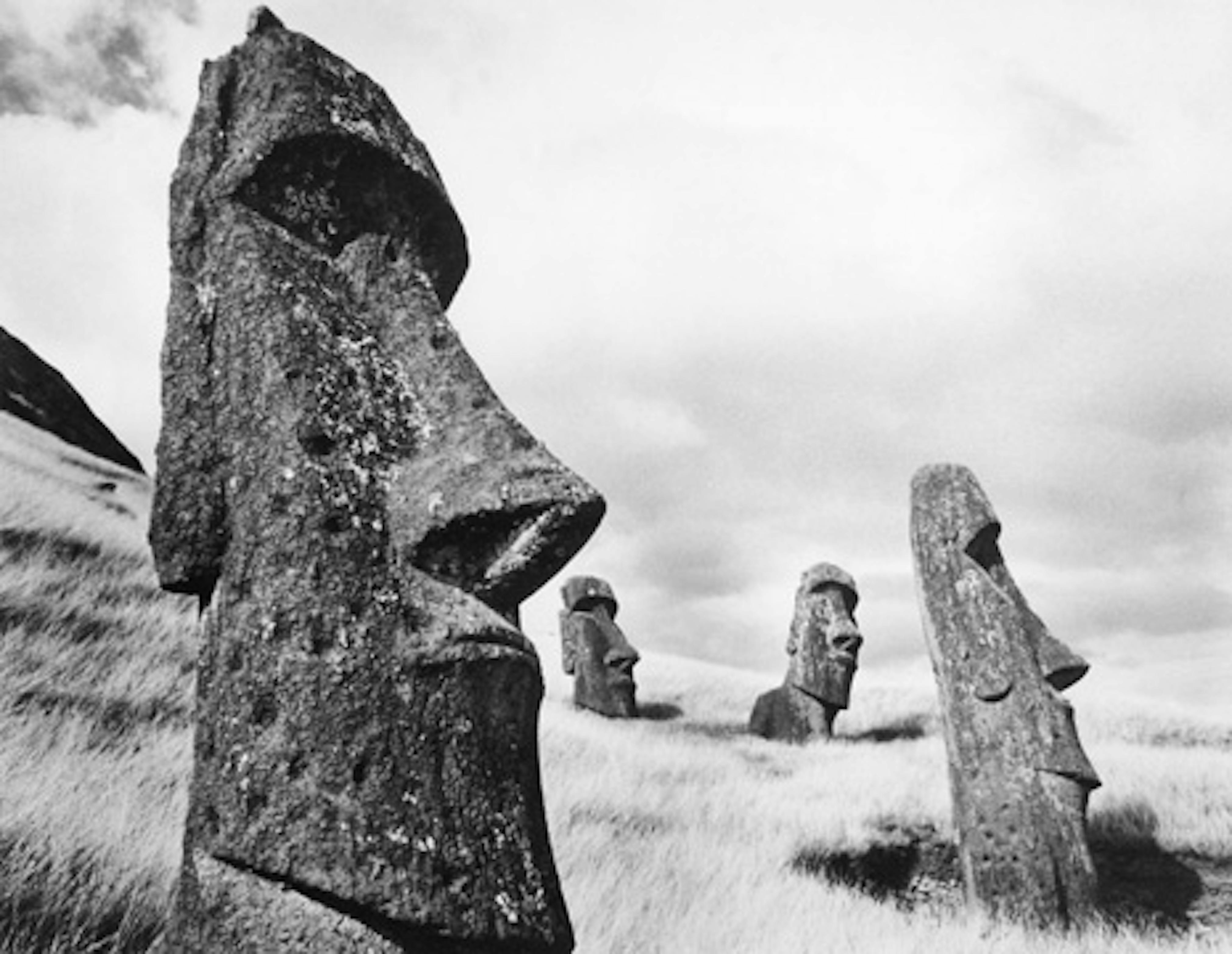 CHL Estr Isl moai on Rano Raraku slopes c1970