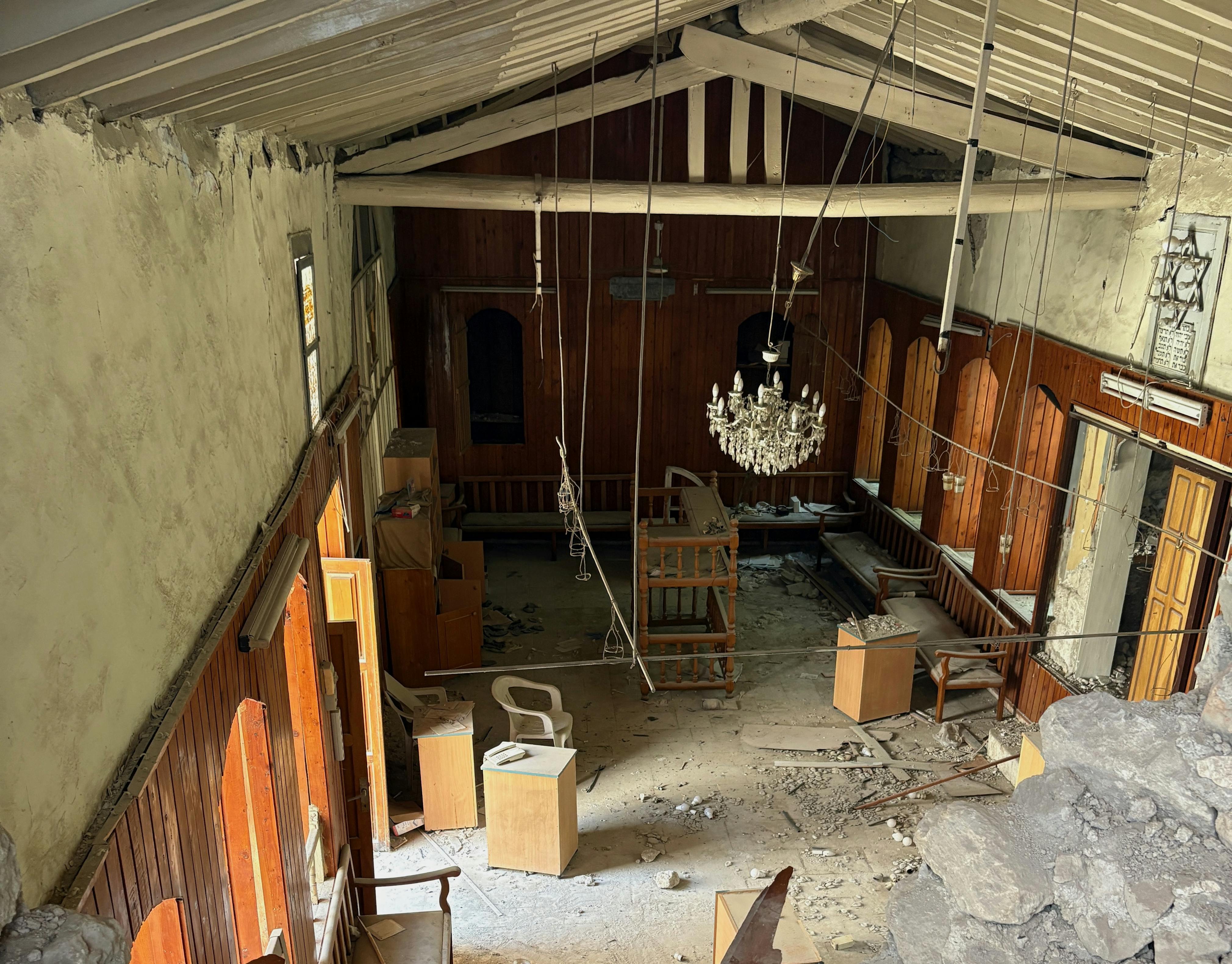 Damage to the interior of Antakya Synagogue in Türkiye