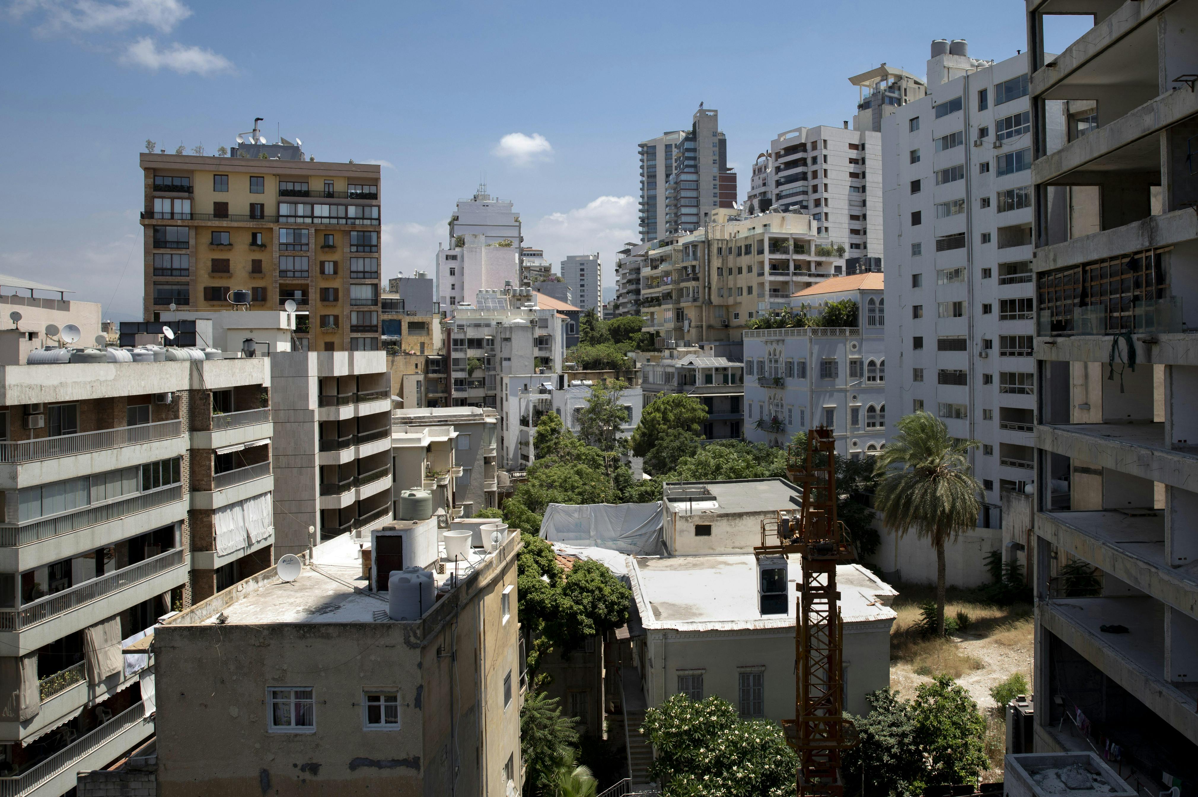 High rise buildings of various heights and sizes in Rmeil.