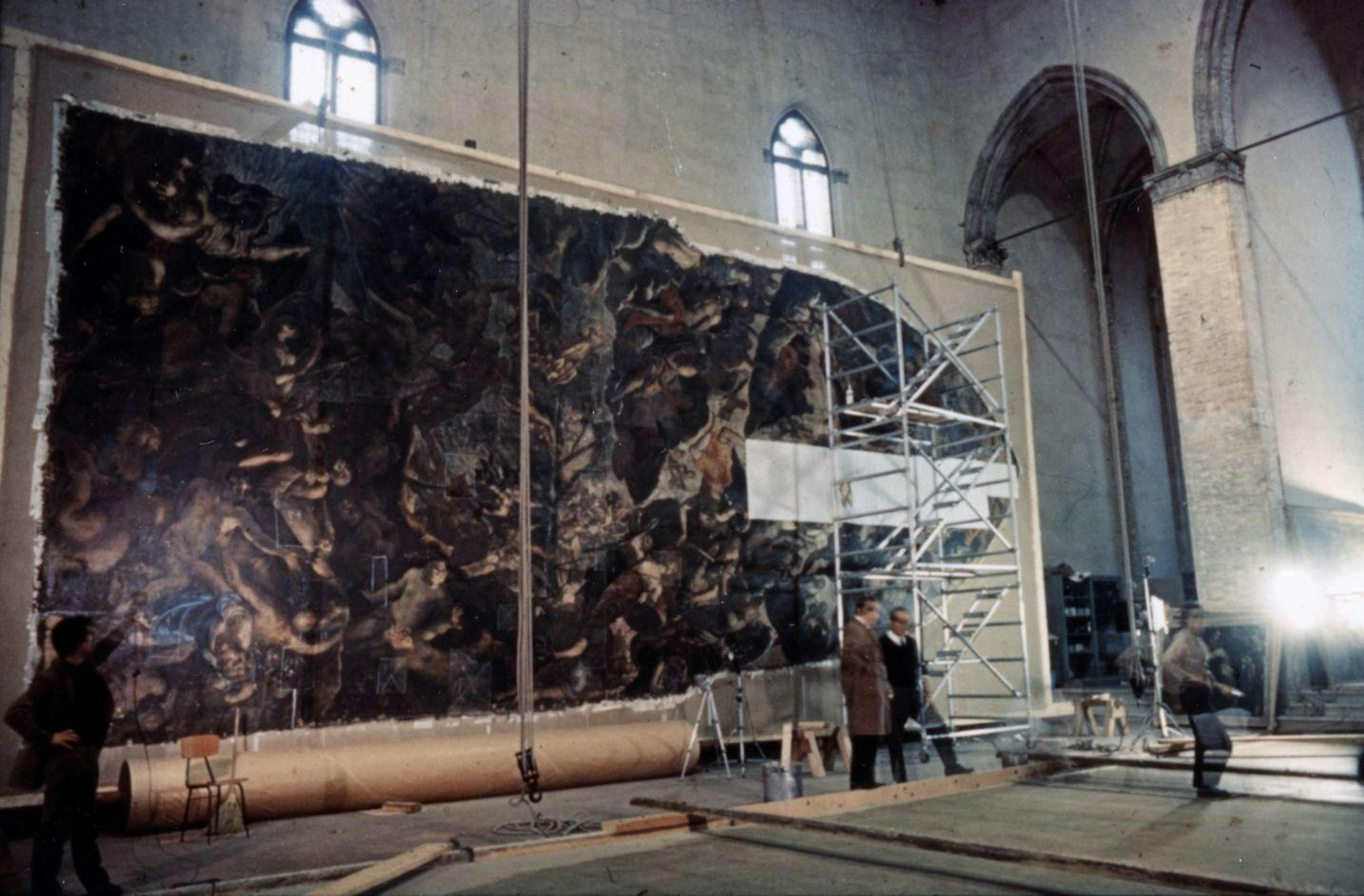 ITA Scl S Rocco Tintoretto painting during cons c1972