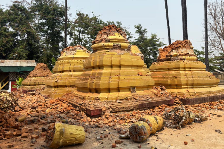 Damaged pagodas in Myanmar