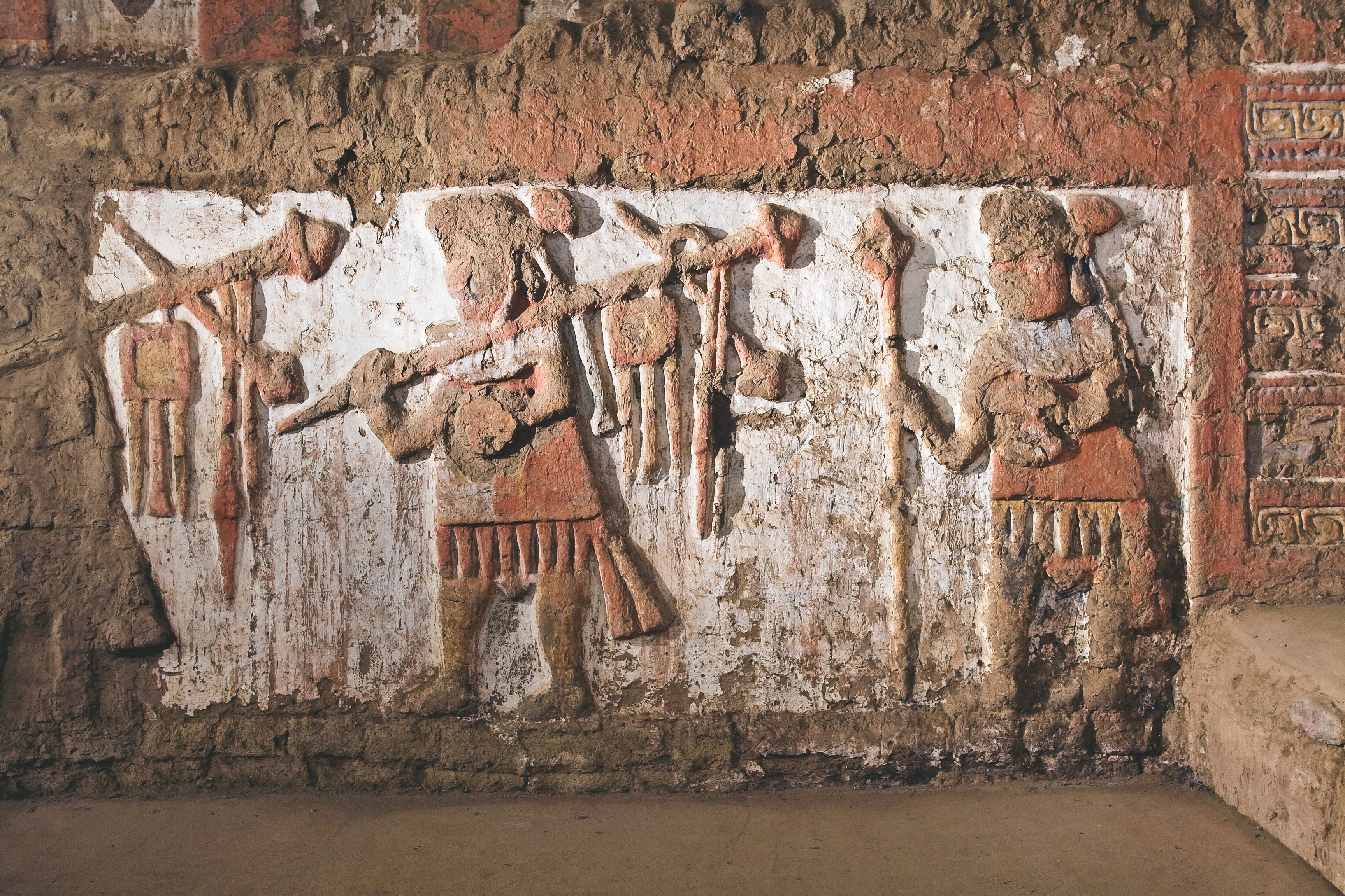 Wall details at Huaca de la Luna, Peru.