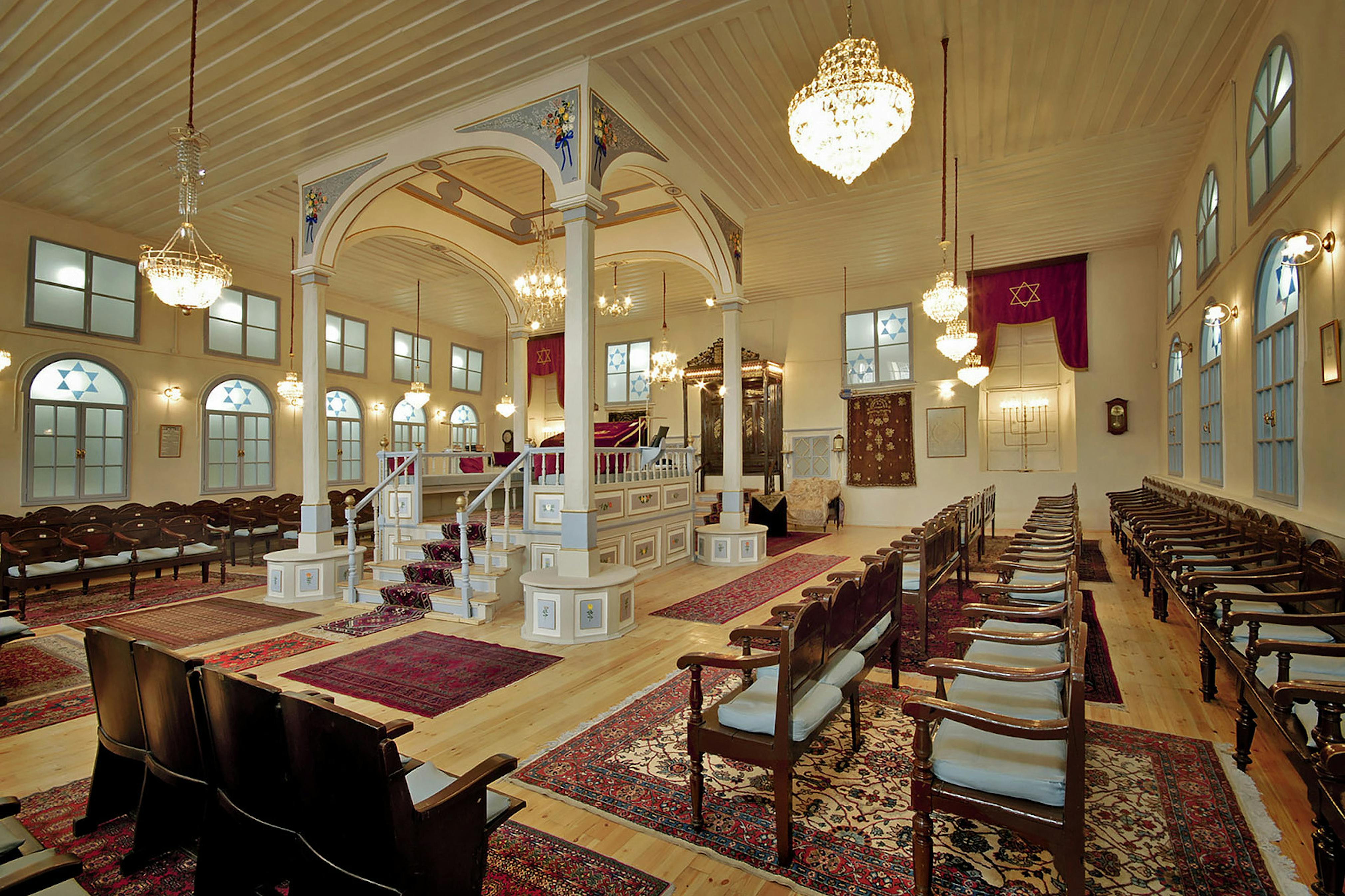 The Algazi Synagogue interior view, the Bimah, the Tevah and the seats, June 7, 2007