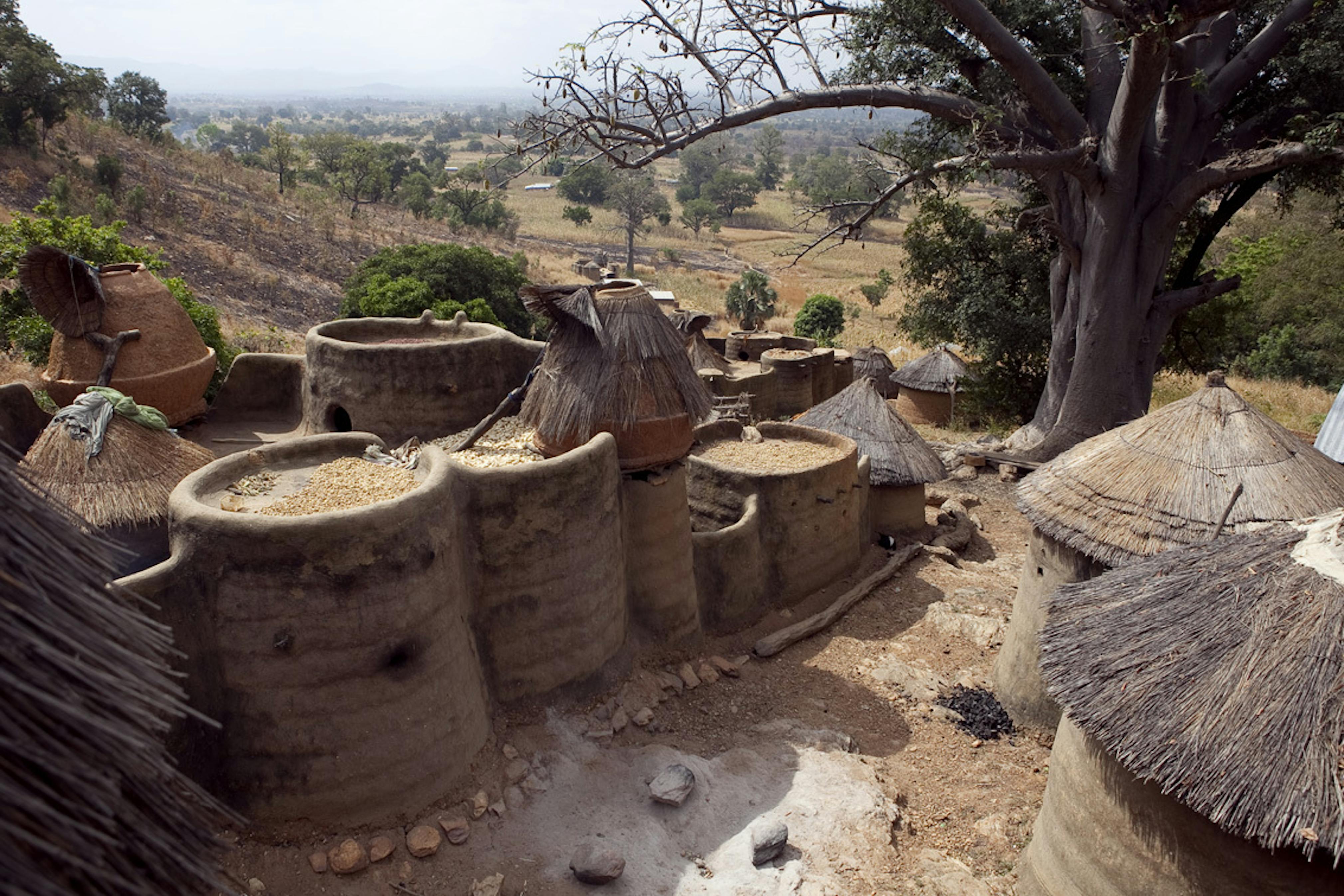 Batammariba complexes include granaries and other structures, 2016. Photo credit: Damien Halleux Radermecker.