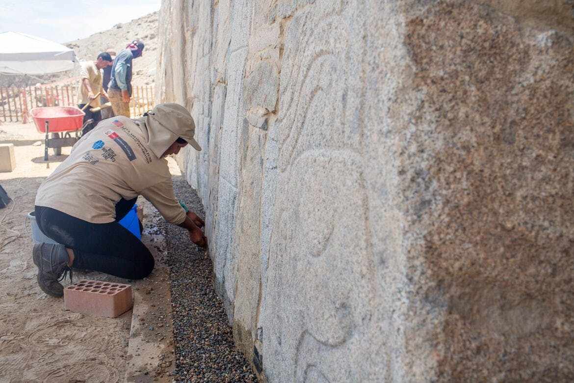 E5 field work at cerro sechin working on the site floors a0a5071