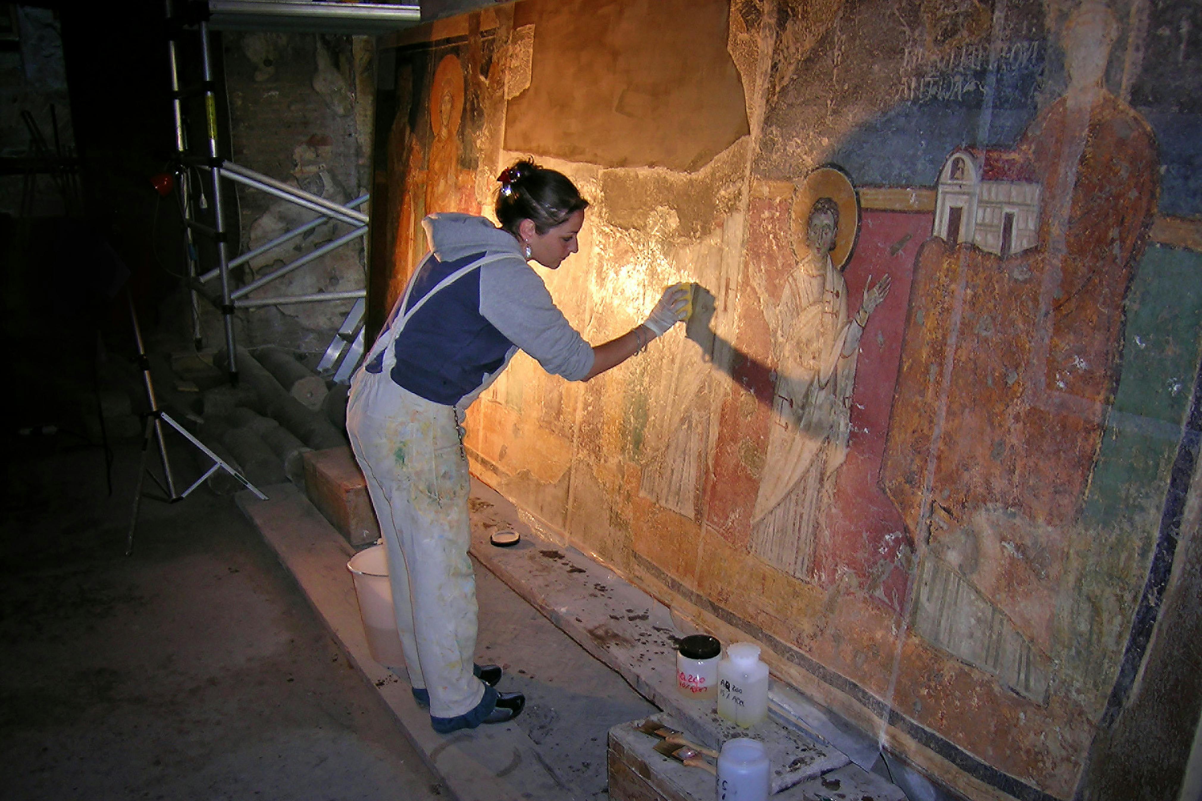 Conservator at work, May 2007